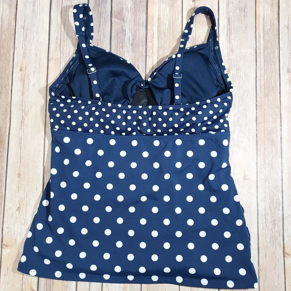 Lands End blue polka dot tankini top 10